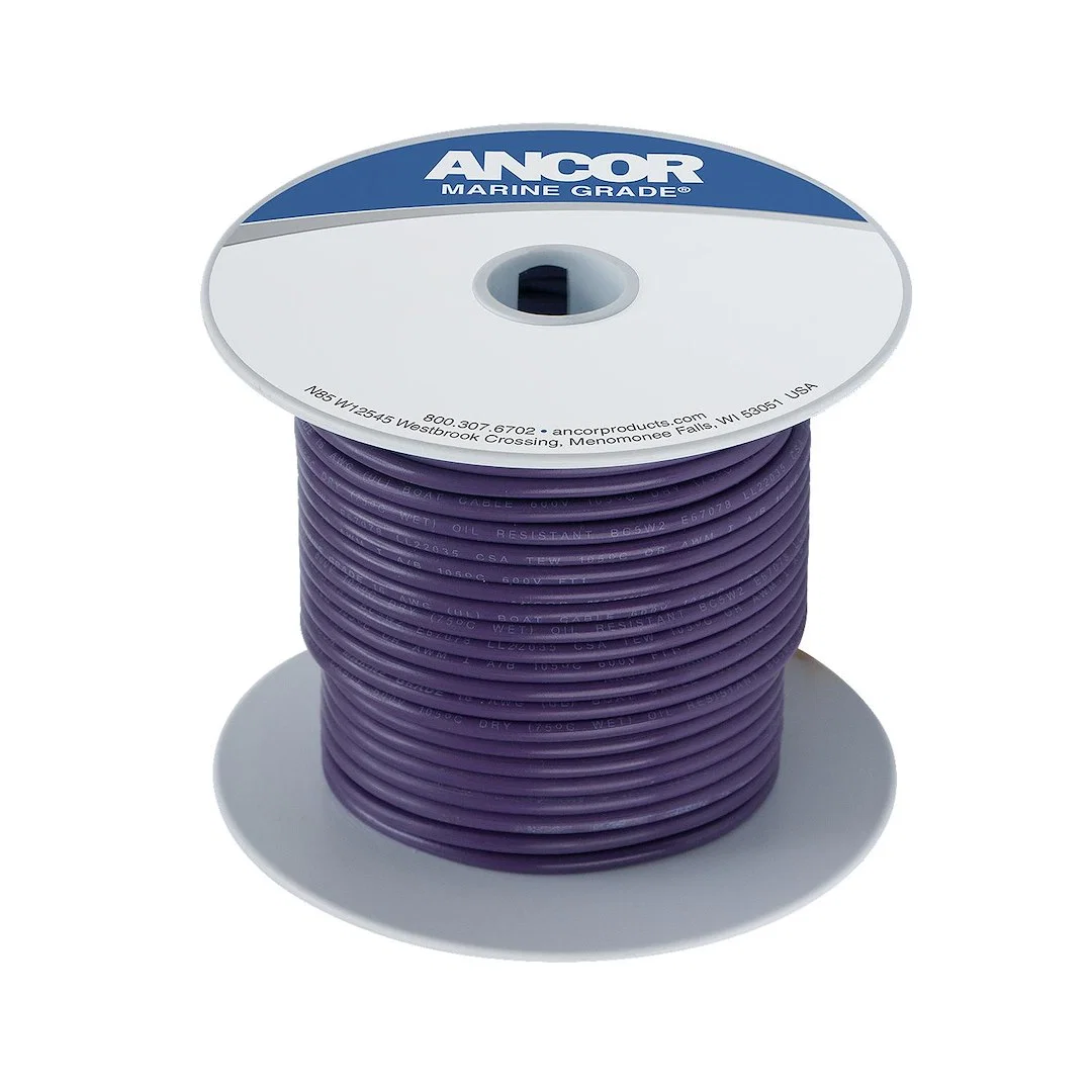 102710 – ANCOR Primary Wire, Stranded Conductor 16 Gauge Purple 100 Foot Spool Tinned Copper Conductor/ PVC Insulatio...